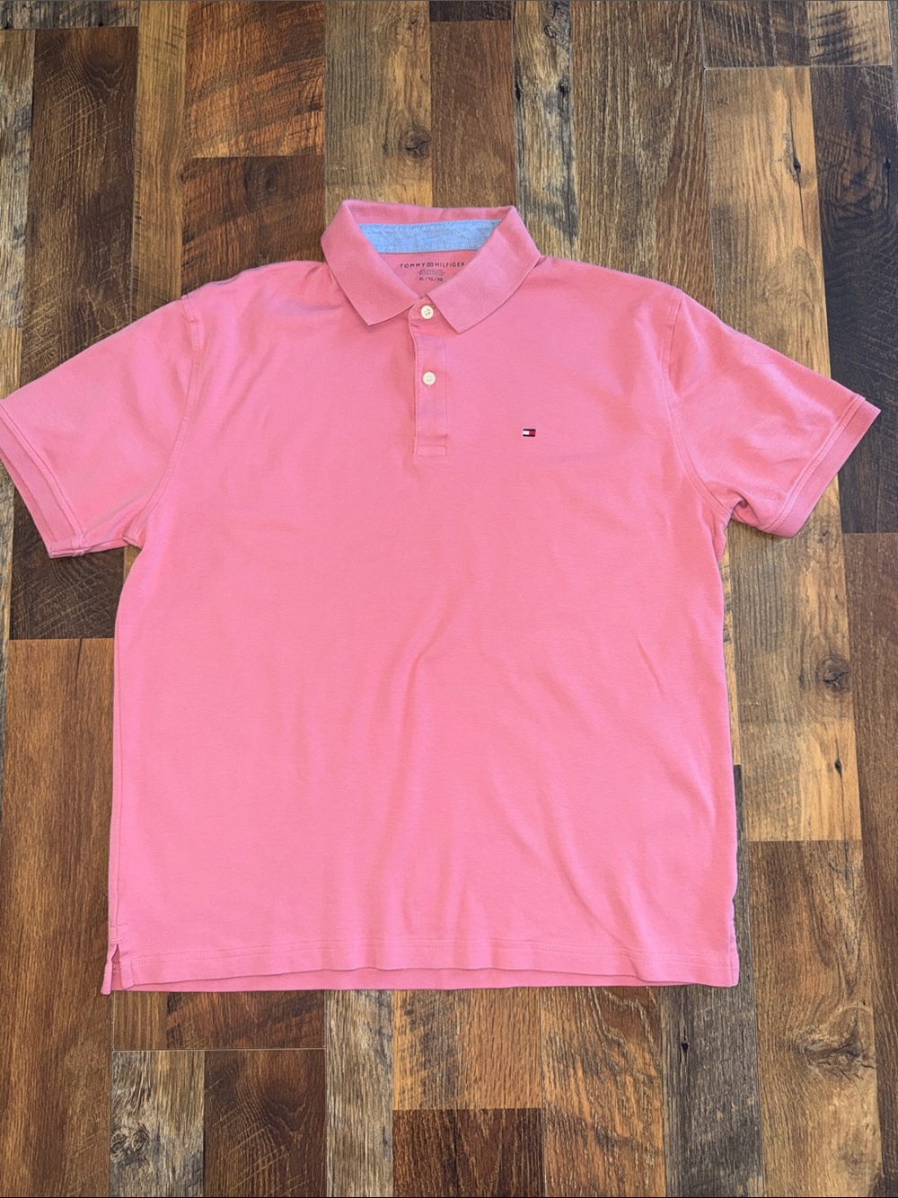 Tommy Hilfiger Men’s XL Coral Pink Classic Cotton Polo Shirt Flag Logo